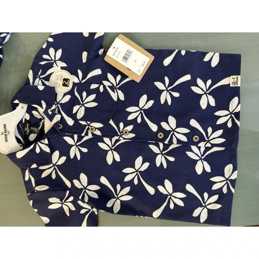Tommy Bahama Toddler Boys 2 Pc Set Shirt Top And Shorts Blue Beach NWT New 3T